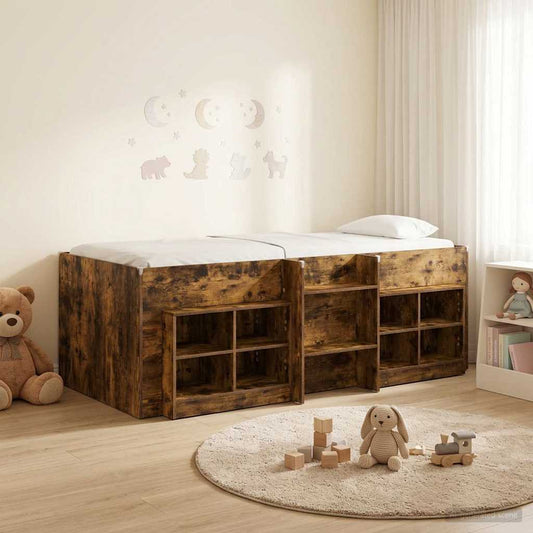 Struttura Letto Loft con Mobile 3 pz Rovere Fumo