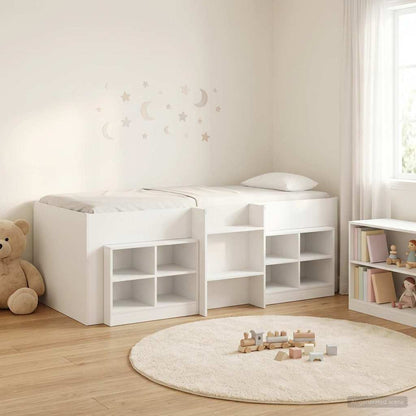 Struttura Letto Loft con Mobile 3 pz Bianco Legno multistrato | homemem39