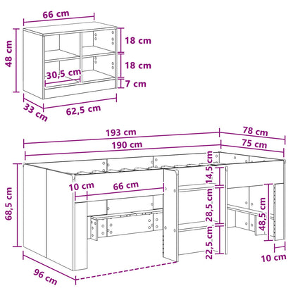 Struttura Letto Loft con Mobile 3 pz Bianco Legno multistrato | homemem39