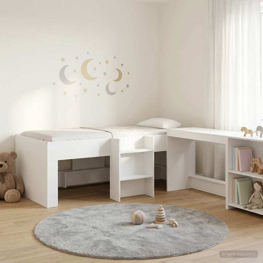 Letto alto per bambini con scrivania 2 pz Bianco | homemem39
