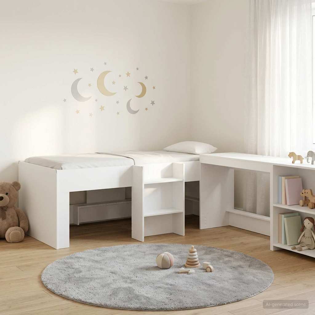 Letto alto per bambini con scrivania 2 pz Bianco
