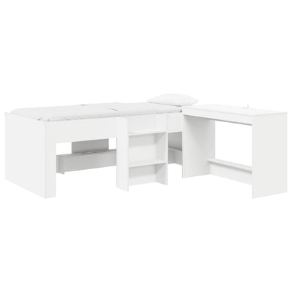 Letto alto per bambini con scrivania 2 pz Bianco