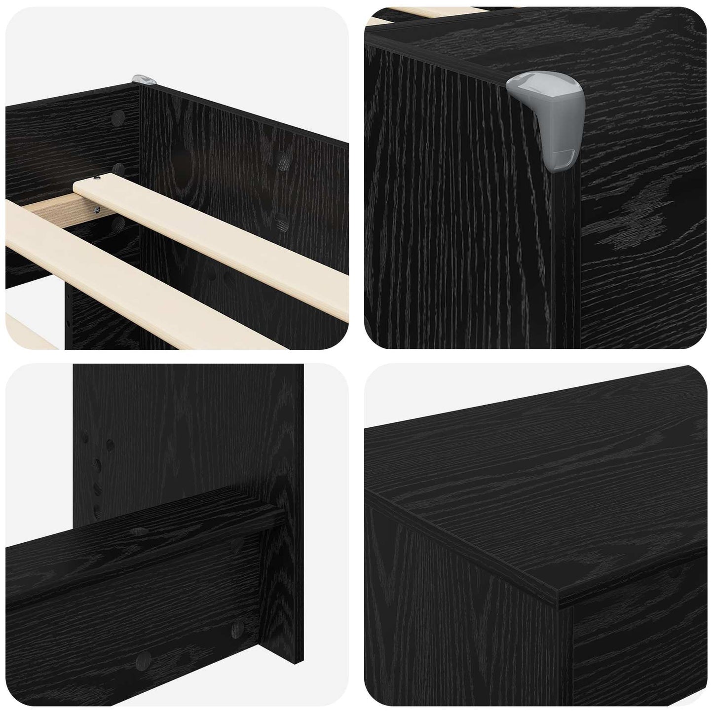 Letto alto per bambini con scrivania Rovere Nero 80 x 200 cm