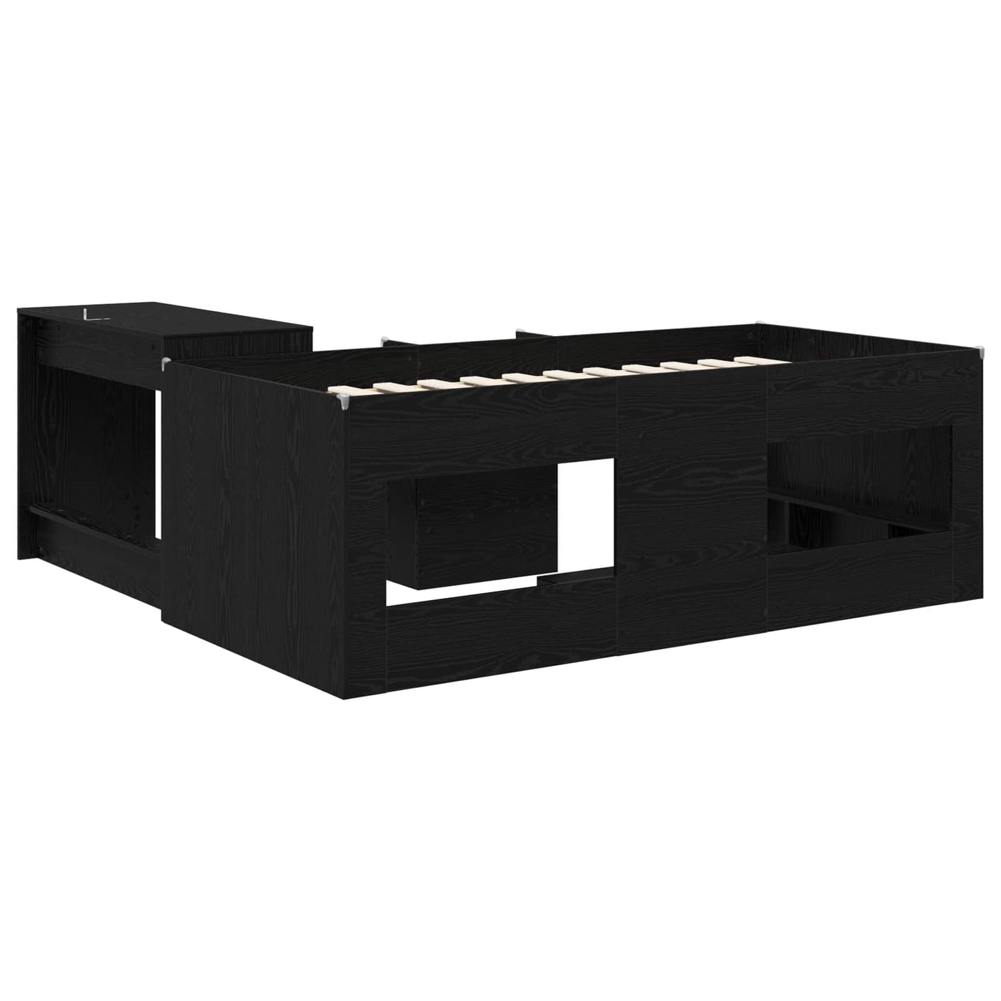 Letto alto per bambini con scrivania Rovere Nero 80 x 200 cm