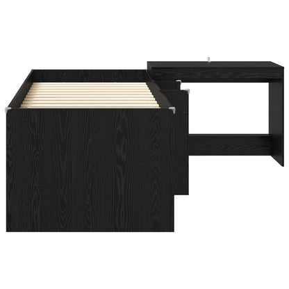 Letto alto per bambini con scrivania Rovere Nero 80 x 200 cm