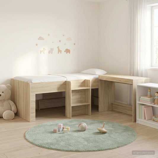Letto alto per bambini con scrivania 2 pz Rovere Sonoma