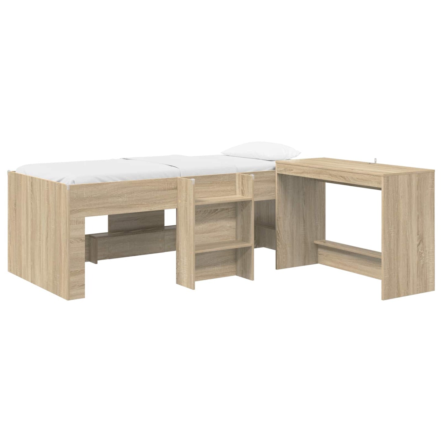 Letto alto per bambini con scrivania 2 pz Rovere Sonoma