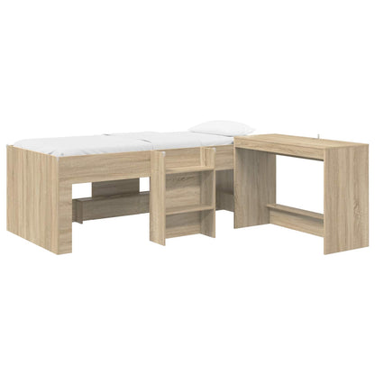 Letto alto per bambini con scrivania 2 pz Rovere Sonoma