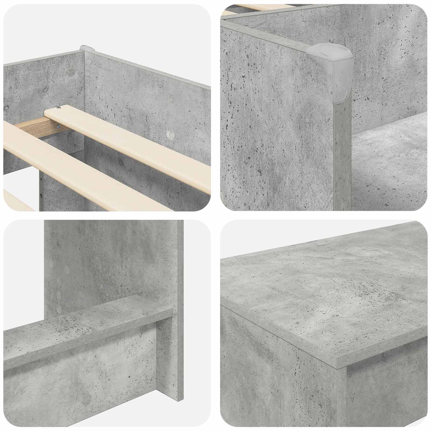 Letto alto per bambini con scrivania 2 pz Grigio Cemento