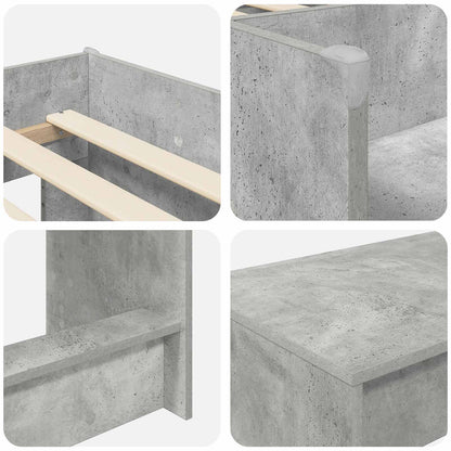 Letto alto per bambini con scrivania 2 pz Grigio Cemento