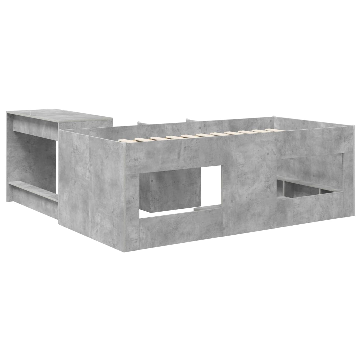 Letto alto per bambini con scrivania 2 pz Grigio Cemento