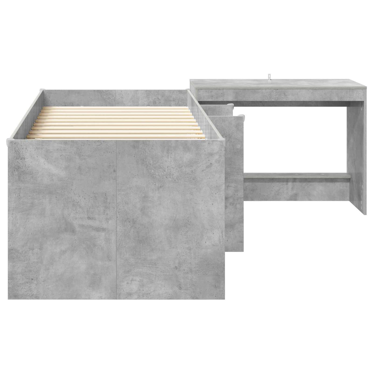Letto alto per bambini con scrivania 2 pz Grigio Cemento