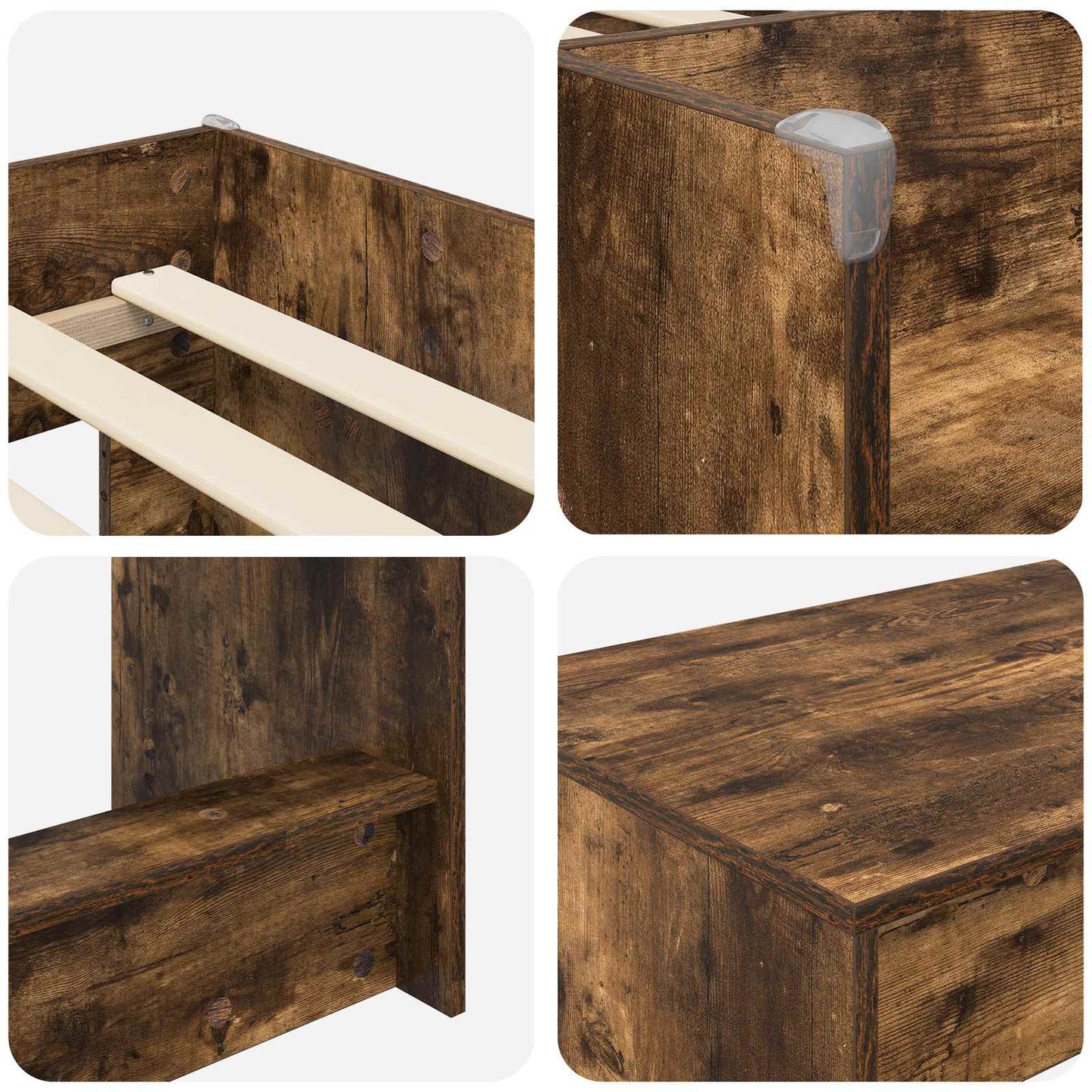 Letto alto per bambini con scrivania 2 pz Rovere Fumo