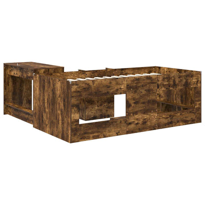 Letto alto per bambini con scrivania 2 pz Rovere Fumo