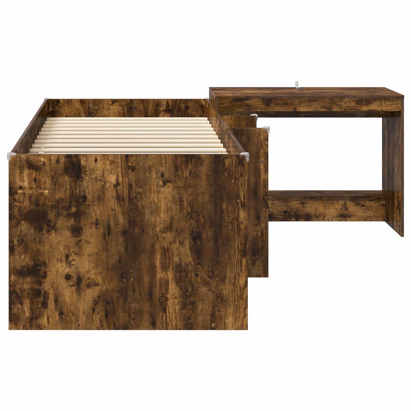 Letto alto per bambini con scrivania 2 pz Rovere Fumo