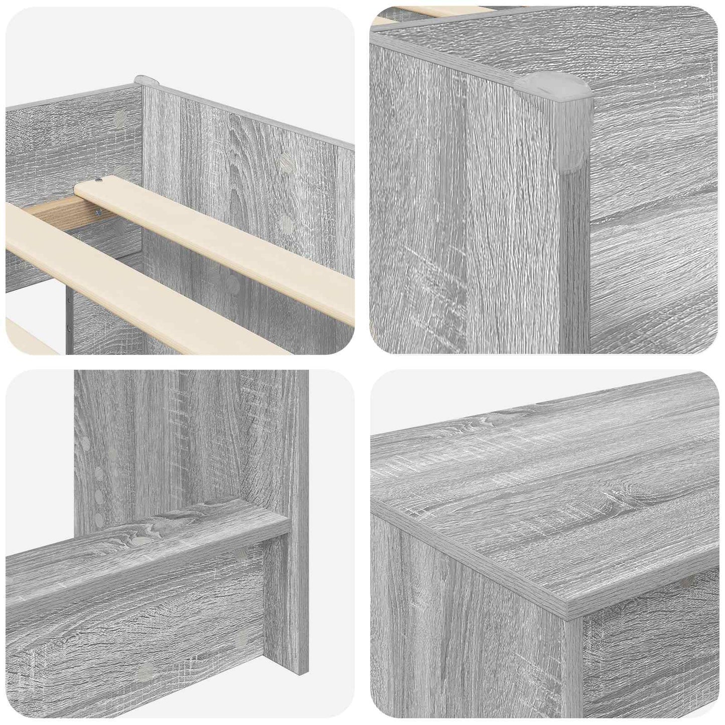 Letto alto per bambini con scrivania 2 pz Sonoma grigio