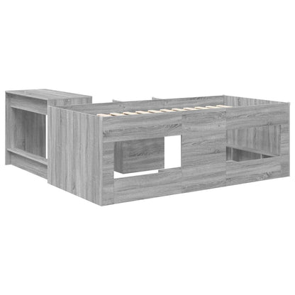 Letto alto per bambini con scrivania 2 pz Sonoma grigio