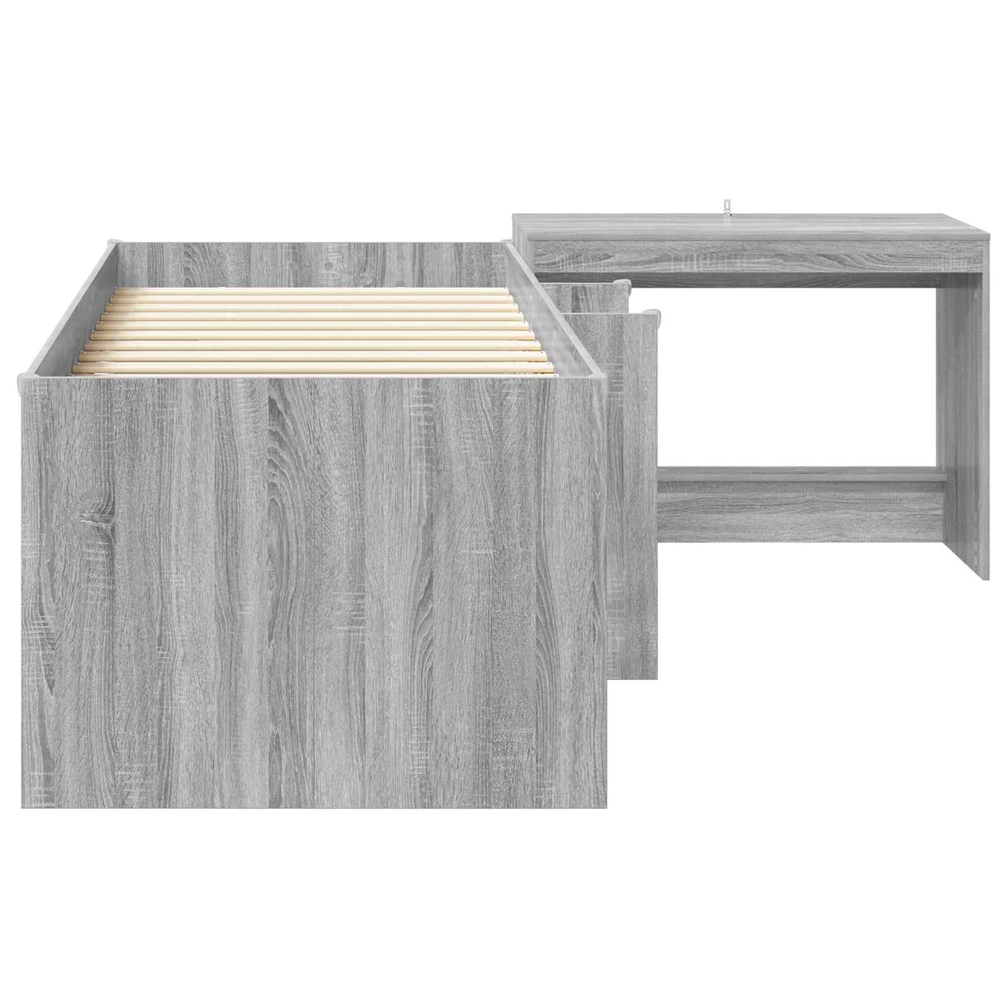 Letto alto per bambini con scrivania 2 pz Sonoma grigio