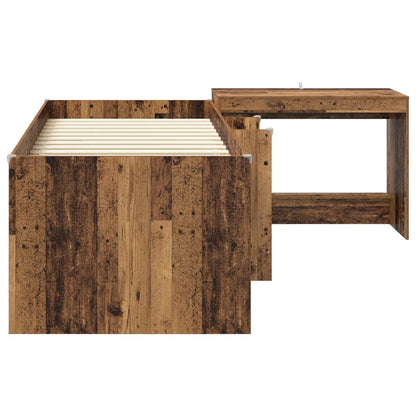 Letto alto per bambini con scrivania 2 pz Legno antico | homemem39