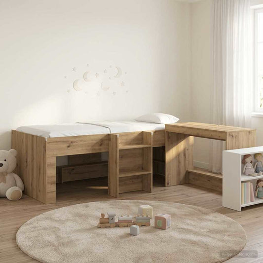 Letto alto per bambini con scrivania 2 pz Rovere Artigianale | homemem39