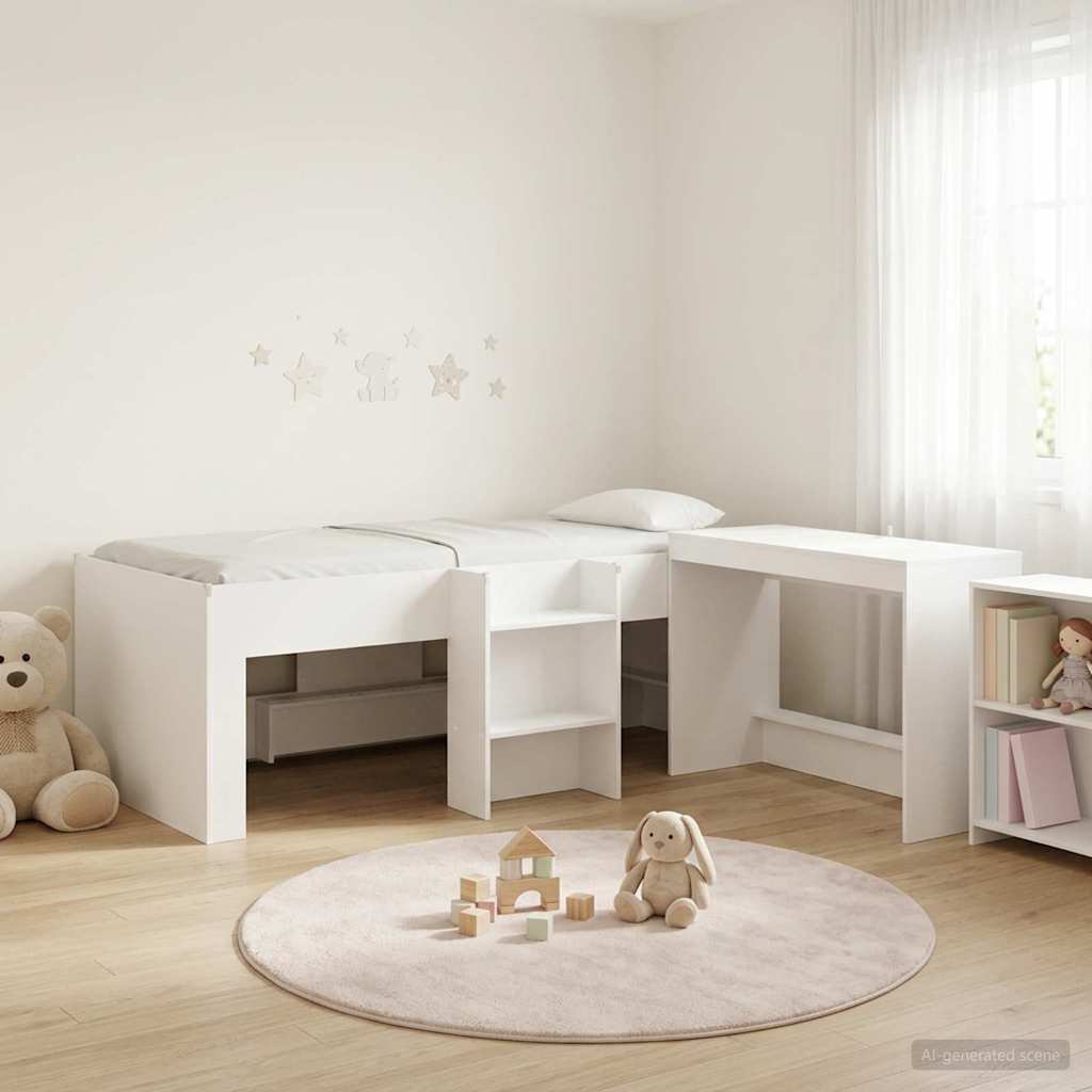 Struttura del Letto con Scrivania 2 pz Bianco | homemem39
