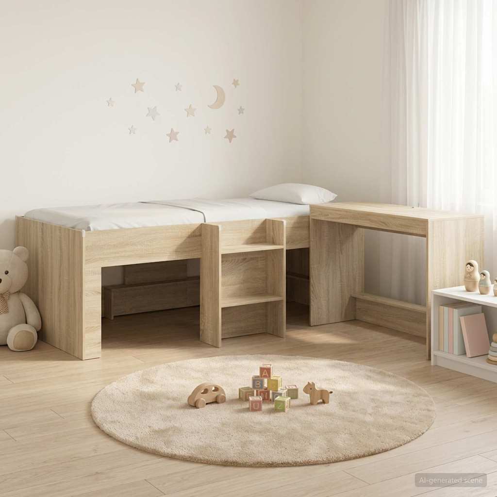 Struttura del Letto con Scrivania 2 pz Rovere Sonoma | homemem39