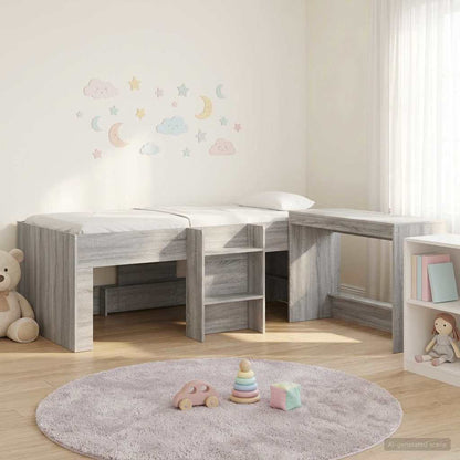 Struttura del Letto con Scrivania 2 pz Sonoma grigio | homemem39