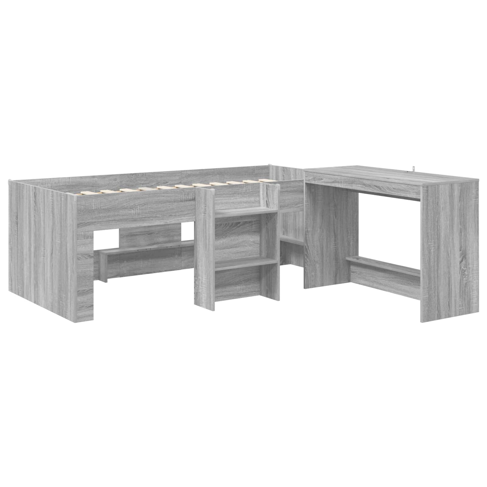 Struttura del Letto con Scrivania 2 pz Sonoma grigio | homemem39