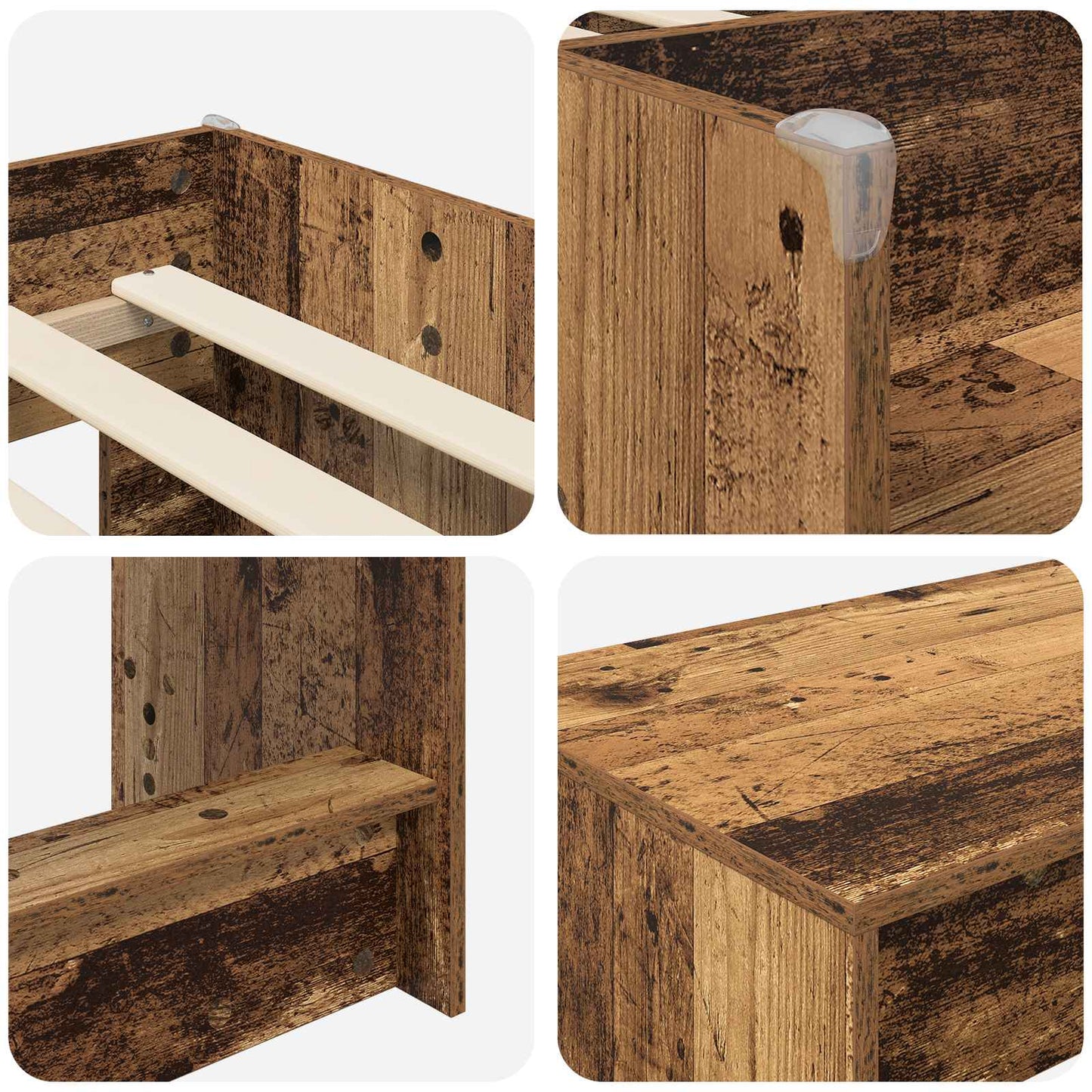 Struttura del Letto con Scrivania 2 pz Legno antico | homemem39