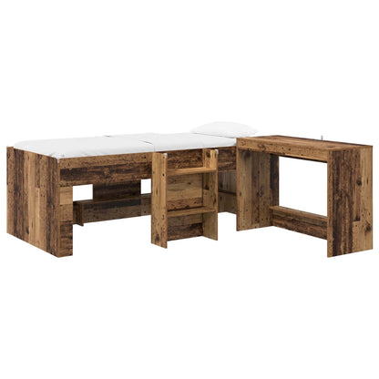 Struttura del Letto con Scrivania 2 pz Legno antico | homemem39