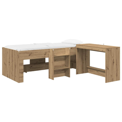 Struttura del Letto con Scrivania 2 pz Rovere Artigianale | homemem39