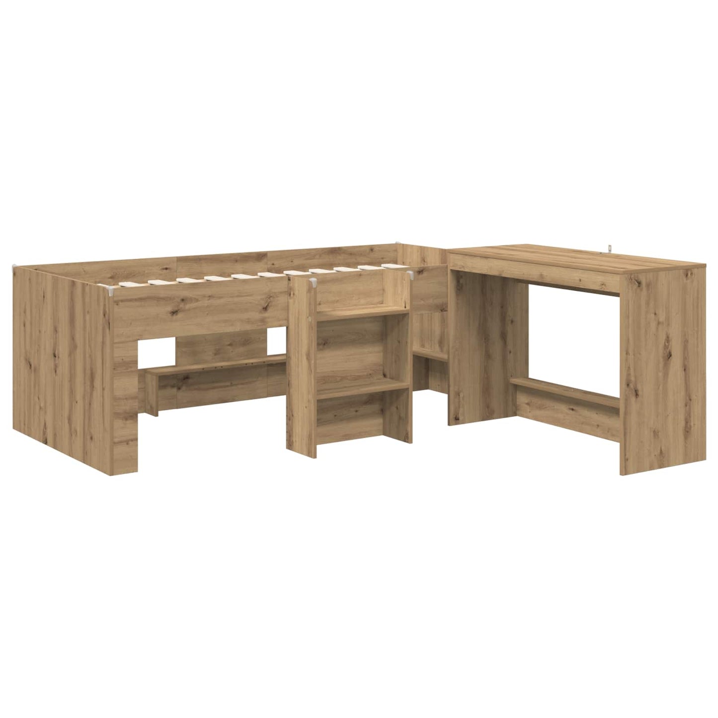 Struttura del Letto con Scrivania 2 pz Rovere Artigianale | homemem39