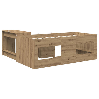 Struttura del Letto con Scrivania 2 pz Rovere Artigianale | homemem39