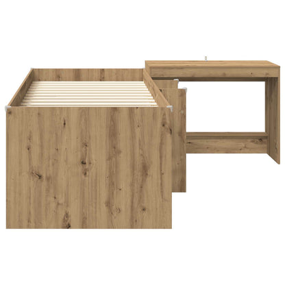 Struttura del Letto con Scrivania 2 pz Rovere Artigianale | homemem39