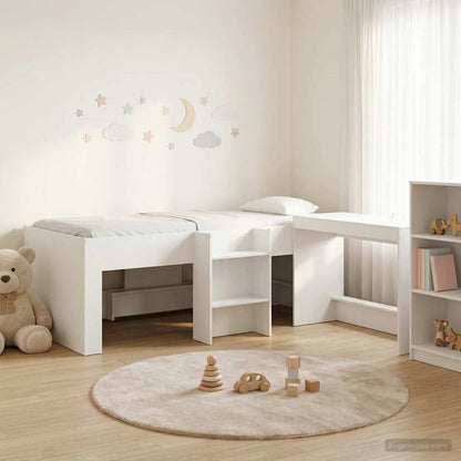 Letto alto per bambini con scrivania 2 pz Bianco | homemem39