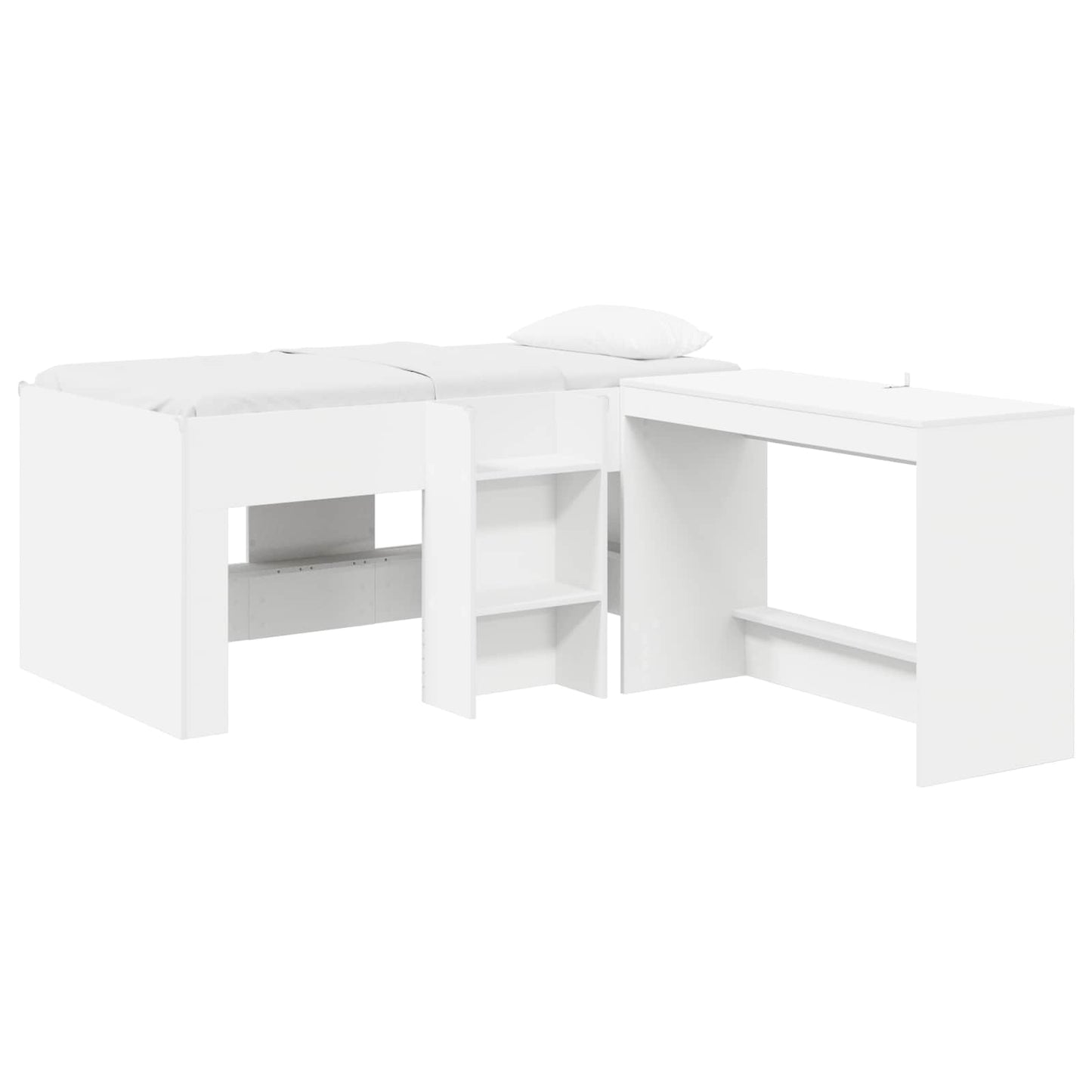 Letto alto per bambini con scrivania 2 pz Bianco