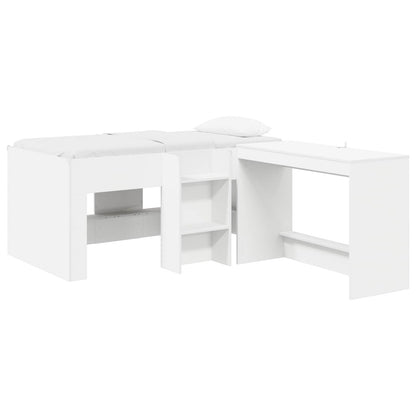 Letto alto per bambini con scrivania 2 pz Bianco