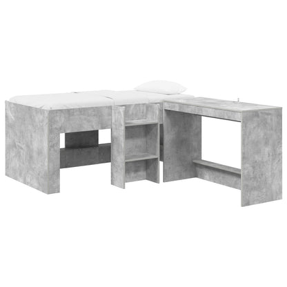 Letto alto per bambini con scrivania 2 pz Grigio Cemento | homemem39