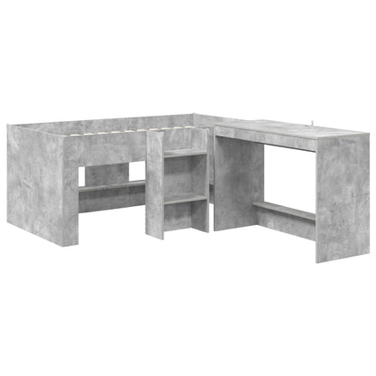 Letto alto per bambini con scrivania 2 pz Grigio Cemento | homemem39