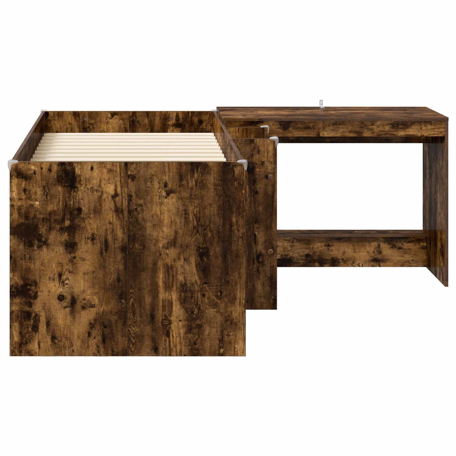 Letto alto per bambini con scrivania 2 pz Rovere Fumo | homemem39