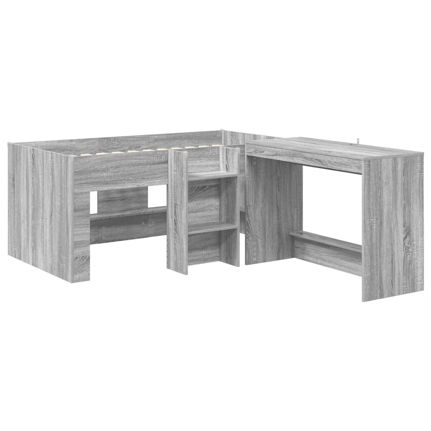 Letto alto per bambini con scrivania 2 pz Sonoma grigio | homemem39