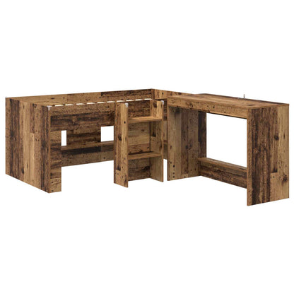 Letto alto per bambini con scrivania 2 pz Legno antico | homemem39