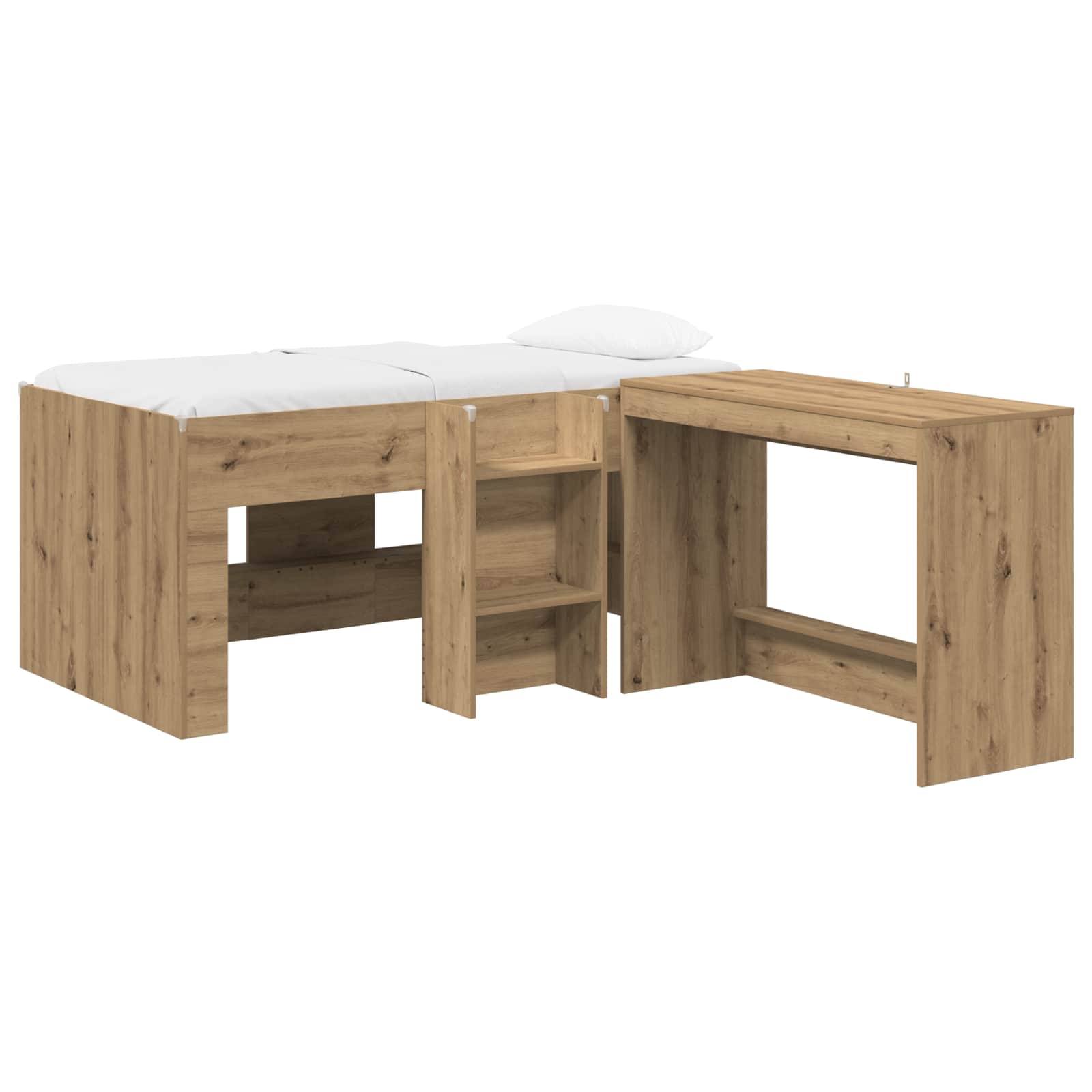Letto alto per bambini con scrivania 2 pz Rovere Artigianale | homemem39