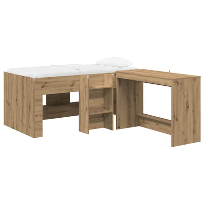 Letto alto per bambini con scrivania 2 pz Rovere Artigianale | homemem39