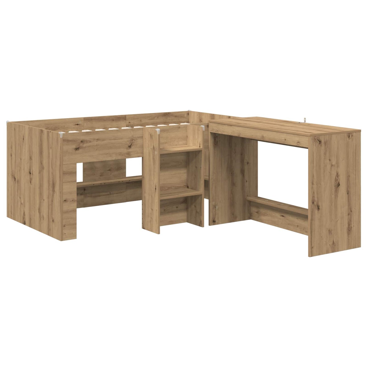 Letto alto per bambini con scrivania 2 pz Rovere Artigianale | homemem39