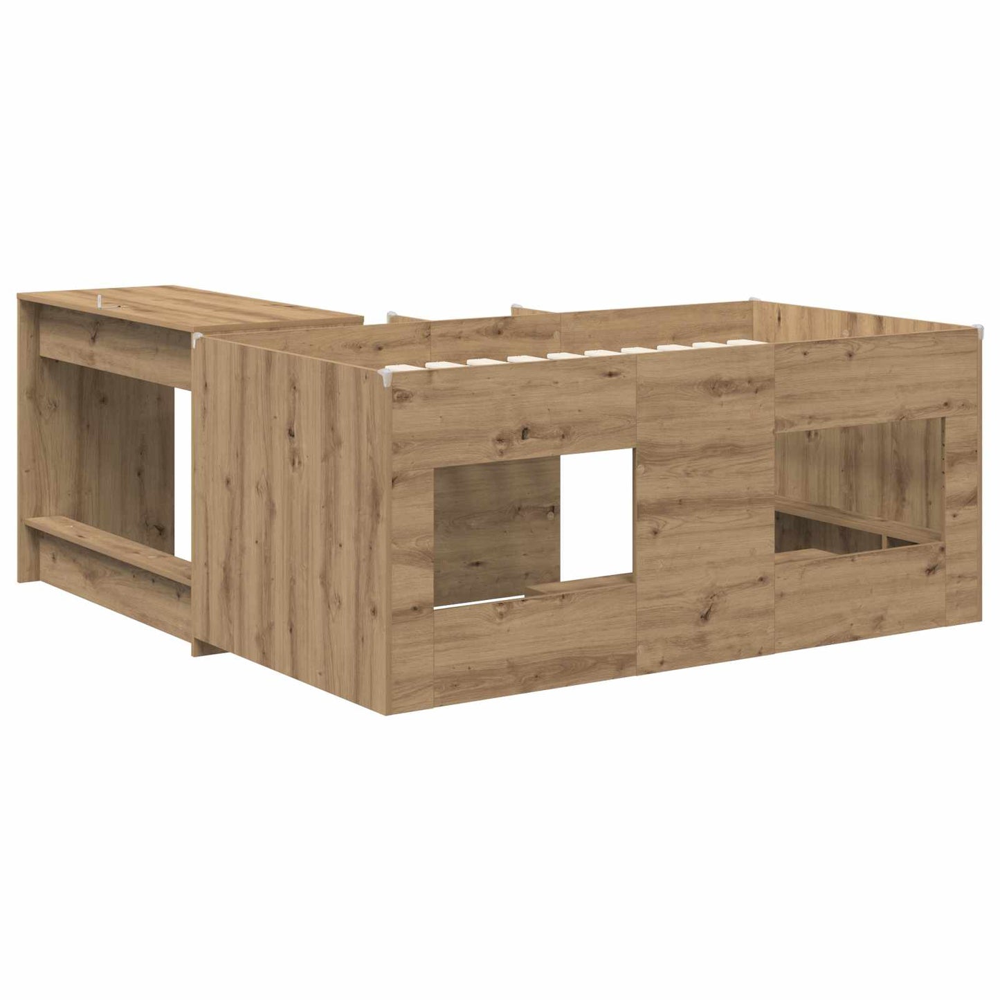 Letto alto per bambini con scrivania 2 pz Rovere Artigianale | homemem39
