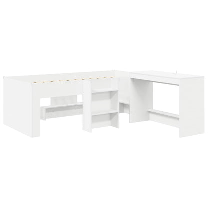Letto alto per bambini con scrivania 2 pz Bianco