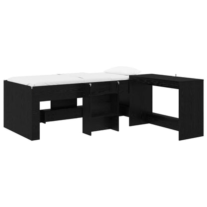 Letto alto per bambini con scrivania Rovere Nero 90 x 190 cm