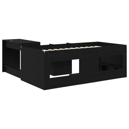 Letto alto per bambini con scrivania Rovere Nero 90 x 190 cm