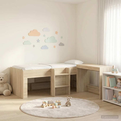 Letto alto per bambini con scrivania 2 pz Rovere Sonoma